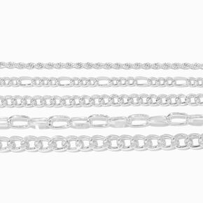 Silver Woven Chain Bracelet Set - 5 Pack,