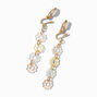 Daisy Chain 2&quot; Linear Clip On Drop Earrings,