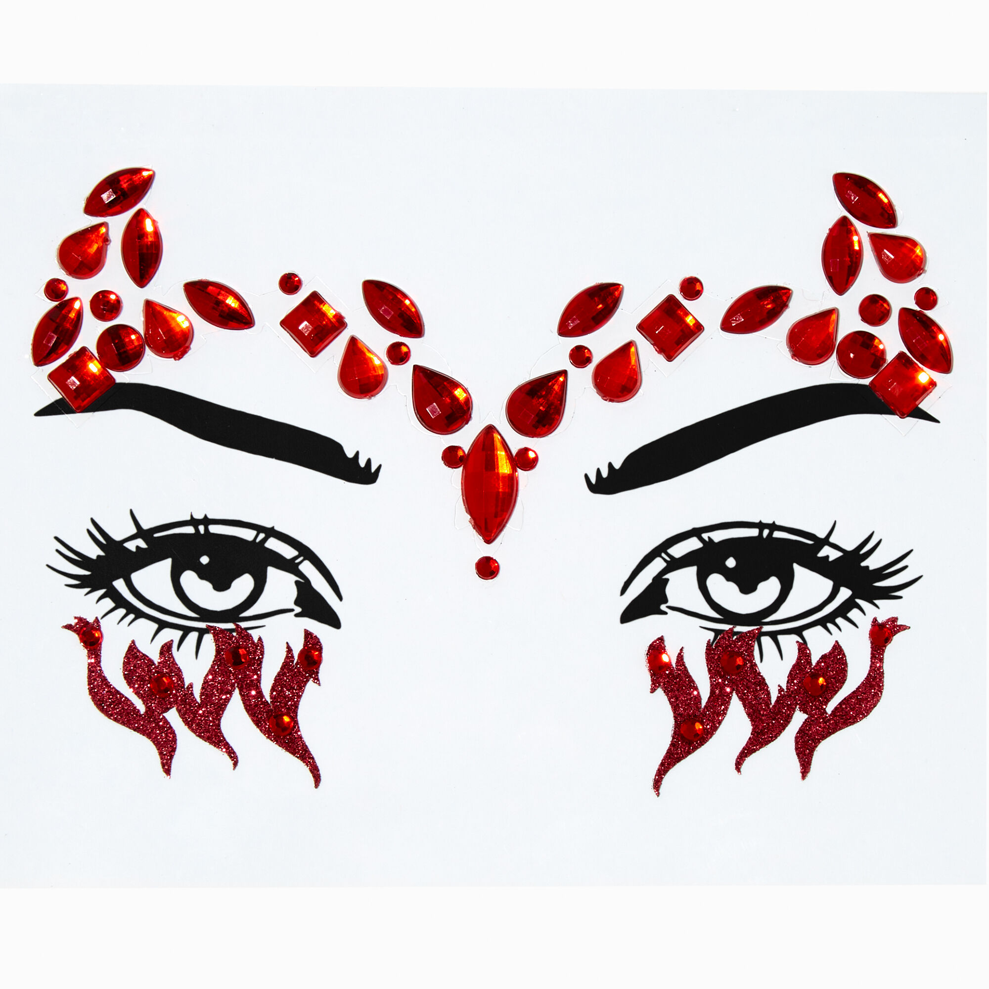 Red Devil Glitter Gemstone Face Stickers Icing US