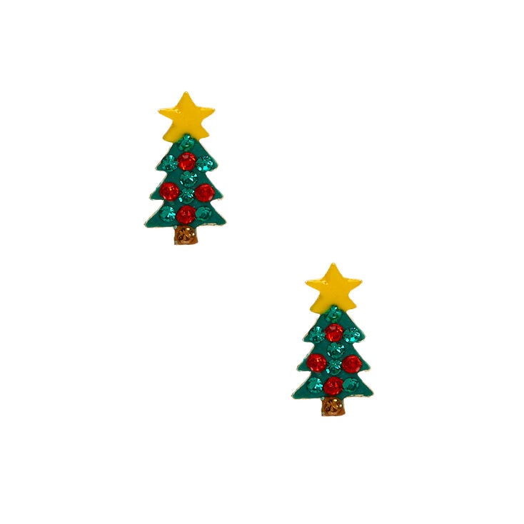 Sterling Silver Christmas Tree Stud Earrings Icing Us