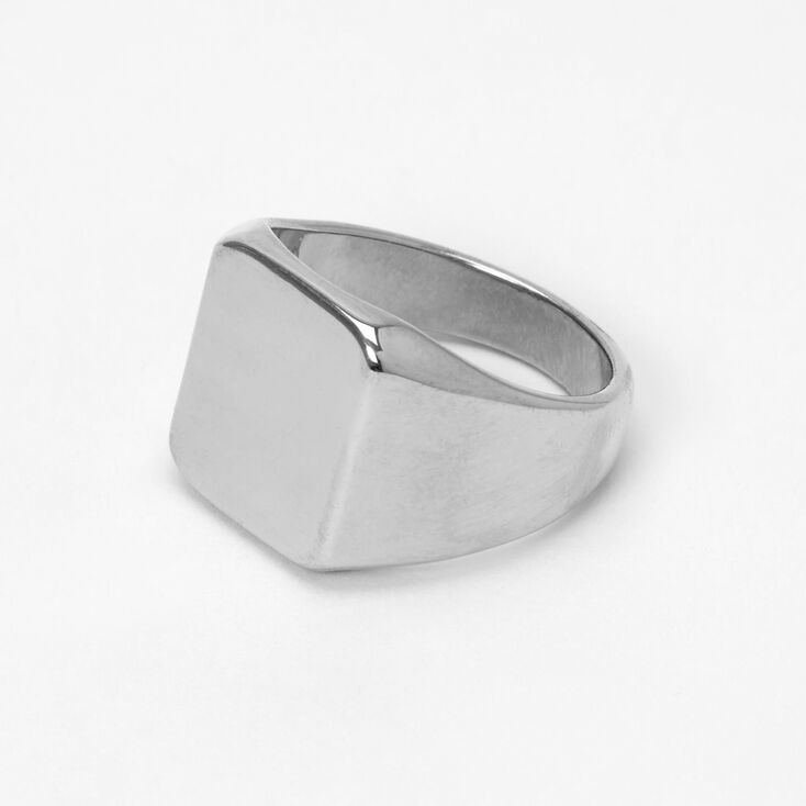 Silver Chunky Rectangle Ring,