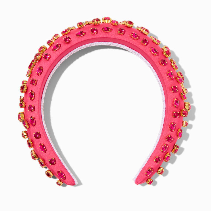 Pink Gemstone Embellished Puffy Headband,