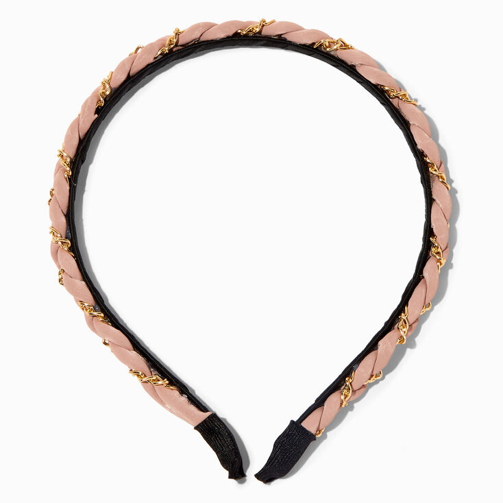 Blush Pink &amp; Gold Chain Woven Headband,