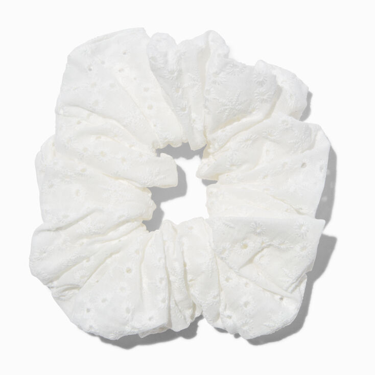 Giant White Eyelet Hair Scrunchie,