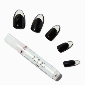 Black &amp; Clear French Stiletto Vegan Faux Nail Set- 24 Pack,