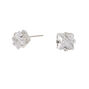 Silver Cubic Zirconia Square Stud Earrings - 3MM,