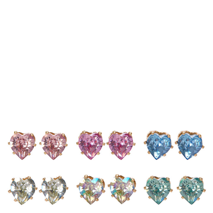 Pastel Heart Gem Stud Earrings,