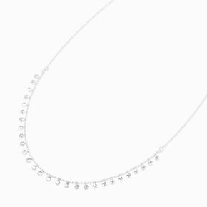 Silver Crystal Confetti Disc Necklace,