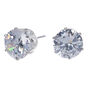 Silver Cubic Zirconia 10MM Round Stud Earrings,