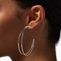 Silver-tone Double Wire 60MM Hoop Earrings,