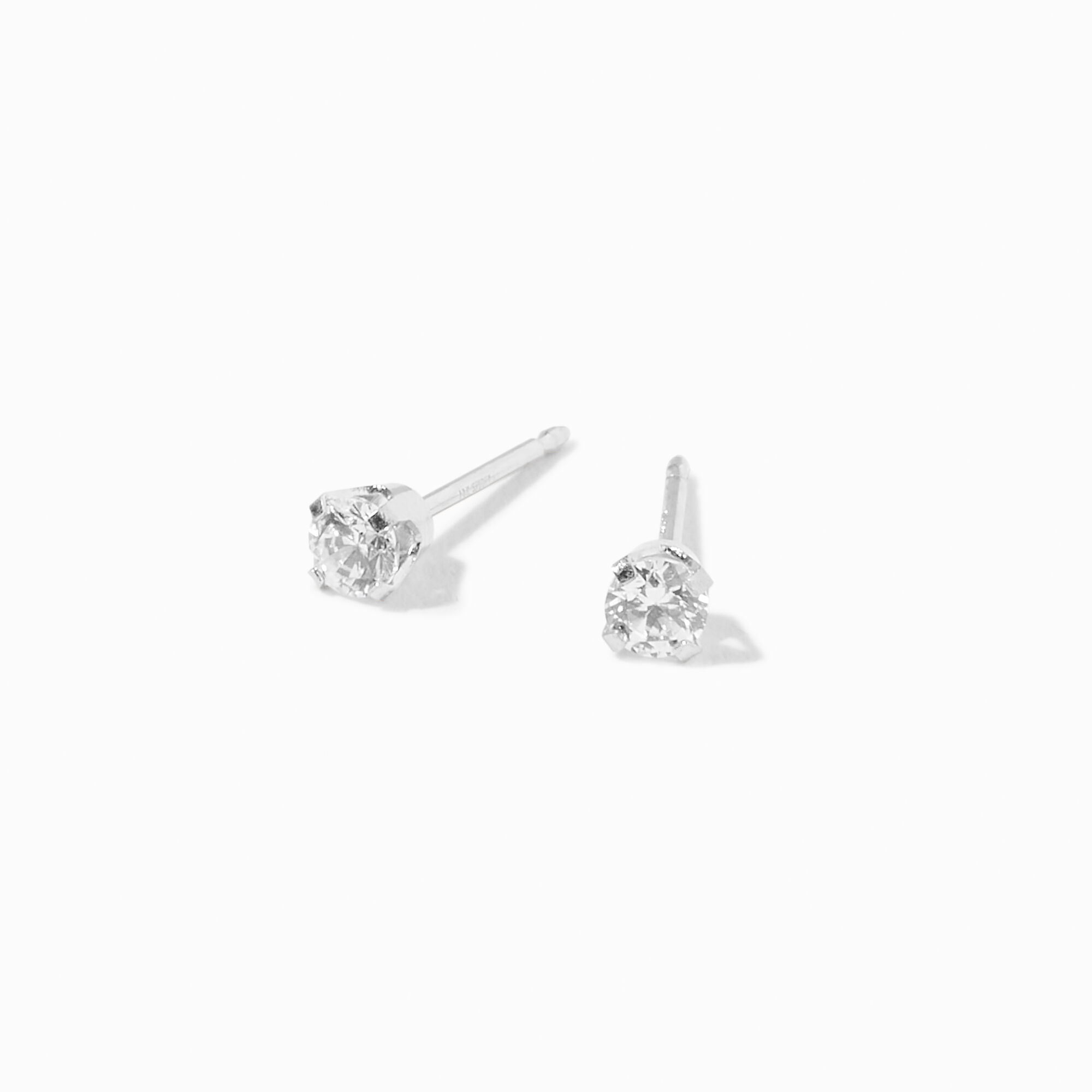 Icing Exclusive Platinum 3mm Cubic Zirconia Studs Ear Piercing Kit with Ear Care Solution Icing US