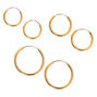 Gold Graduated Mixed Stud &amp; Hoop Earrings - 9 Pack,