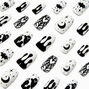 Halloween Black &amp; White Icons Squareletto Press On Faux Nail Set - 24 Pack,
