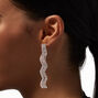 Silver Rhinestone Snakes 3&quot; Linear Drop Earrings,