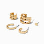 Gold Ribbed Stackable Earring Set - 5 Pack,