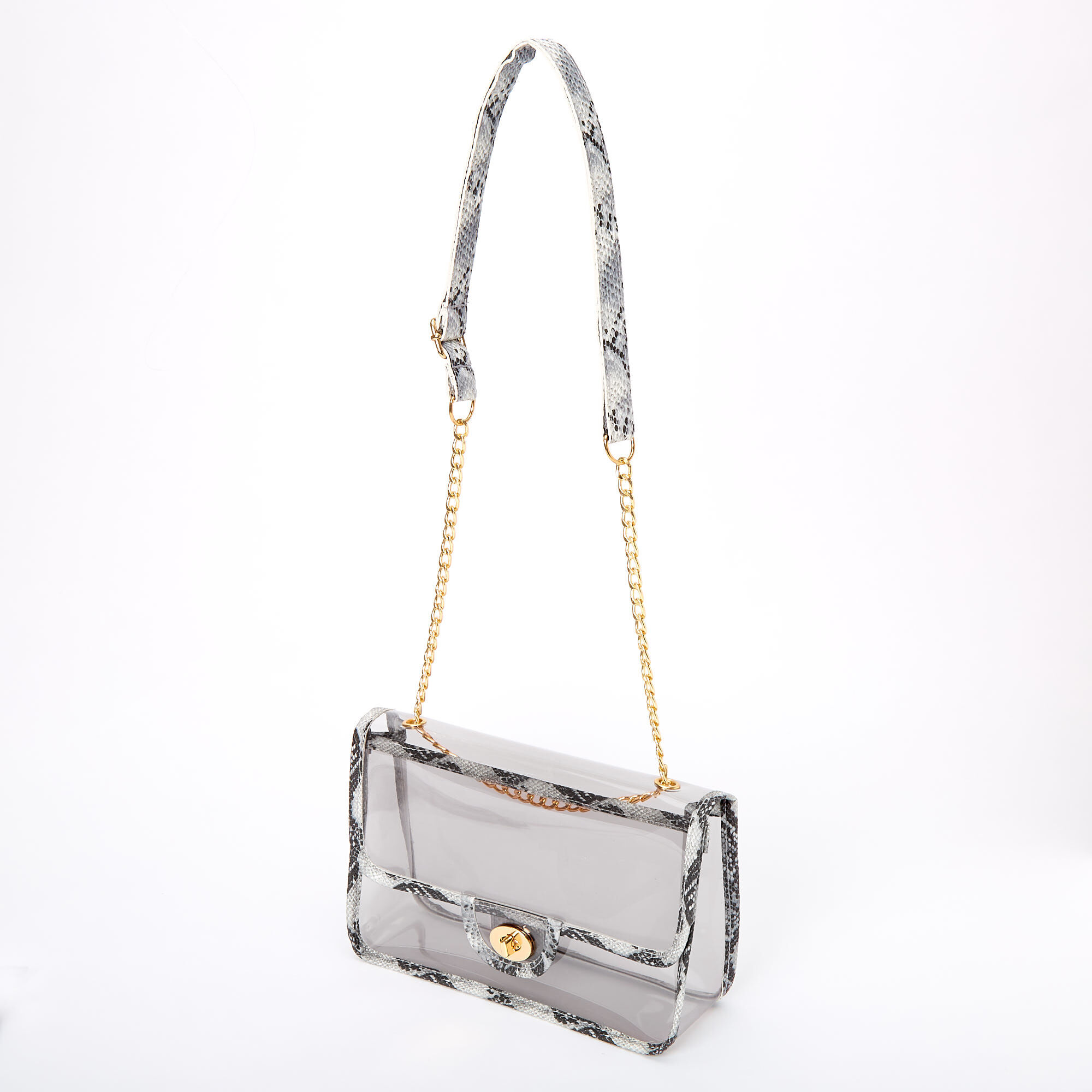 snakeskin clear purse