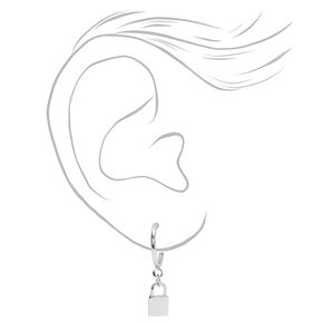 Silver Padlock Necklace, Earrings, &amp; Ring Set - 3 Pack,