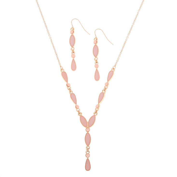 Rose Gold Teardrop Jewelry Set - Blush,