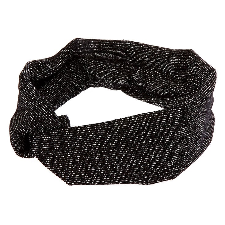 Wide Jersey Lurex Black Headwrap,