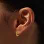 Icing Select 18k Yellow Gold Plated Aqua Cubic Zirconia 2MM Stud &amp; 8MM Hoop Earrings - 2 Pack,