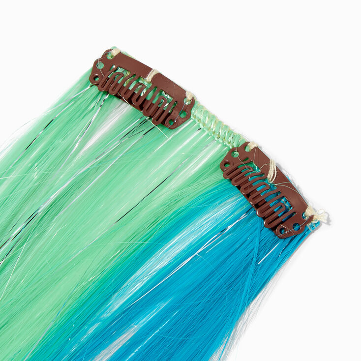 Blues &amp; Green Faux Hair Clip In Extensions - 4 Pack,