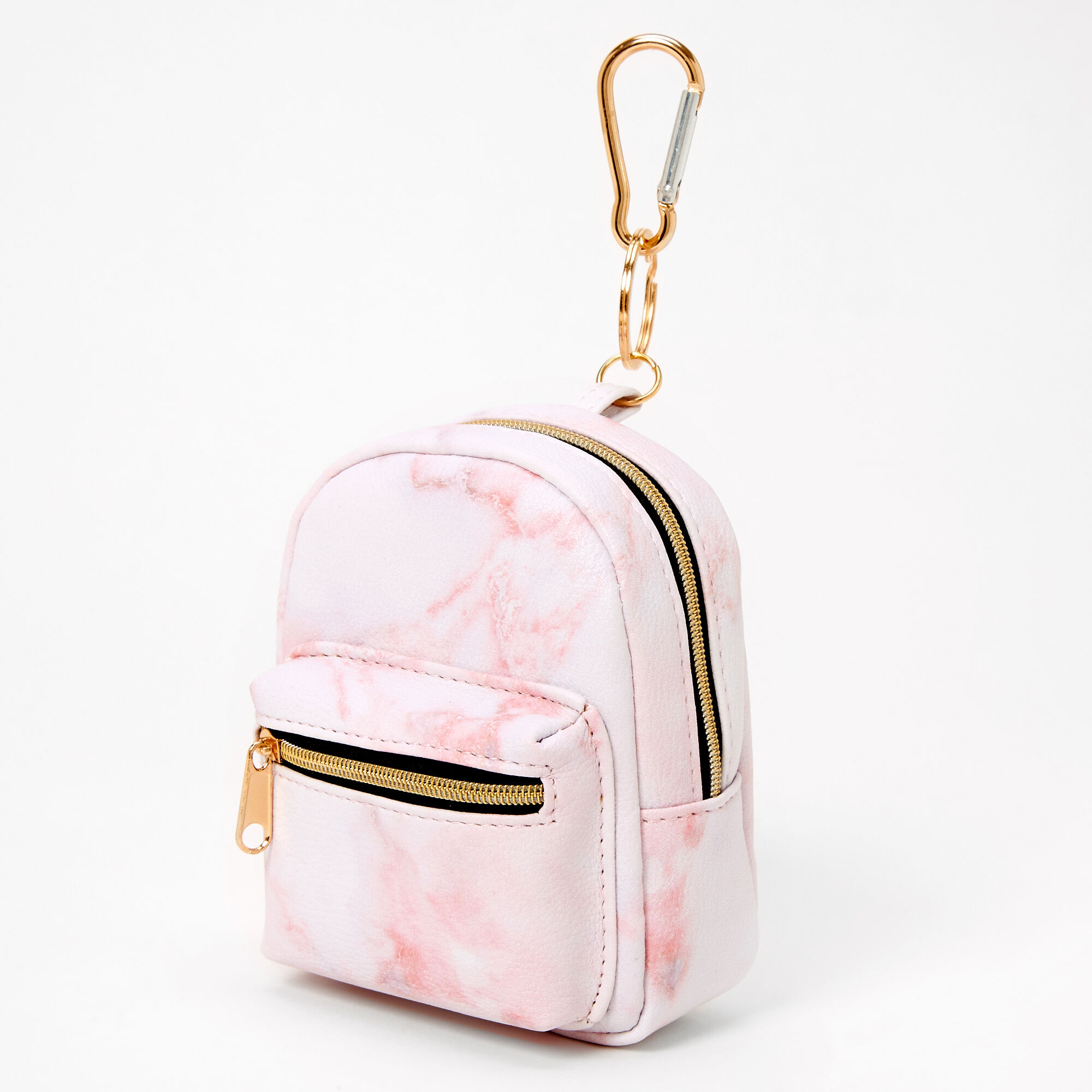 Pink Marble Mini Backpack Keychain