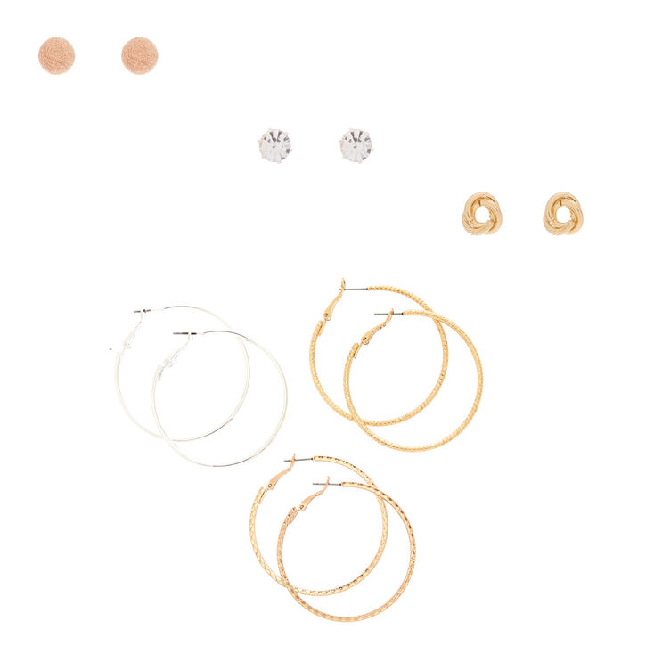 Mixed Metal Earring Set - 6 Pack,