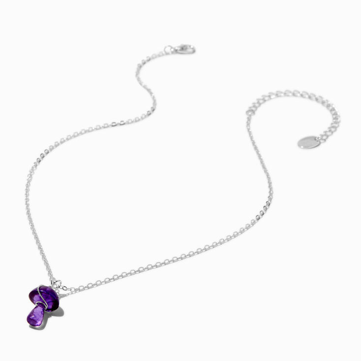 Purple Mushroom Pendant Necklace,