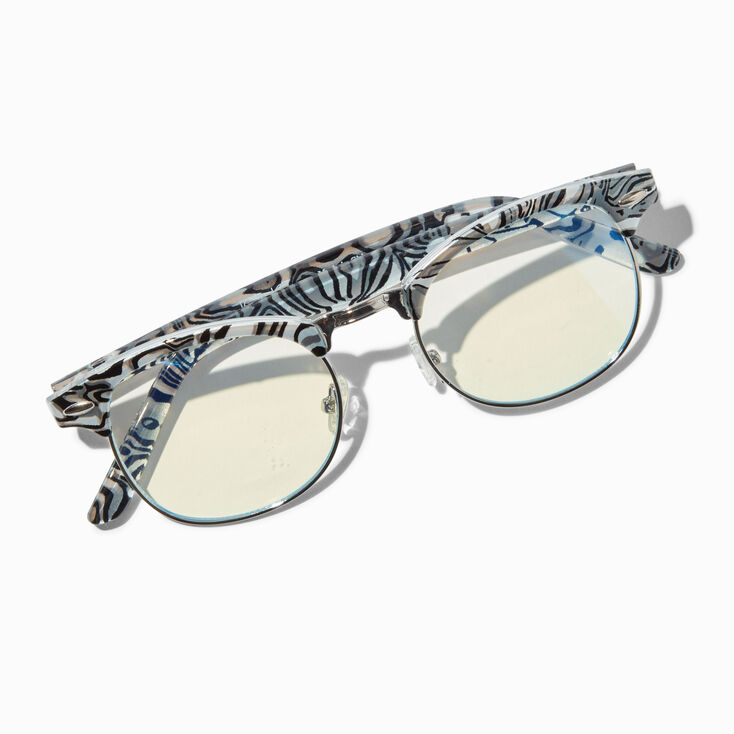 Solar Blue Light Reducing Black Swirl Clear Lens Frames,