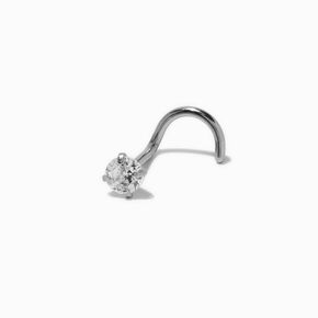 Silver-tone Stainless Steel Cubic Zirconia 20G Threadless Nose Stud,