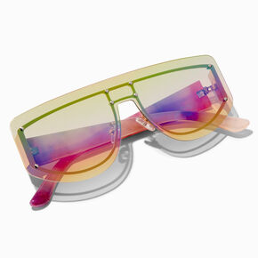Rainbow Tie Dye Faded Lens Shield Sunglasses,