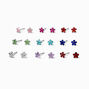 Multi Color Flower 4MM Stud Earrings - 9 Pack,