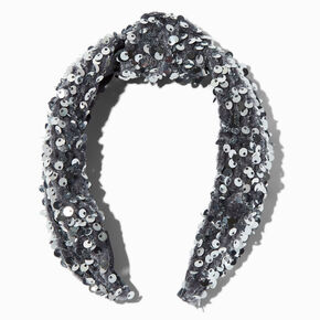 Silver Sequin Knotted Headband,