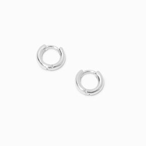 Silver 10MM Huggie Hoop Earrings,