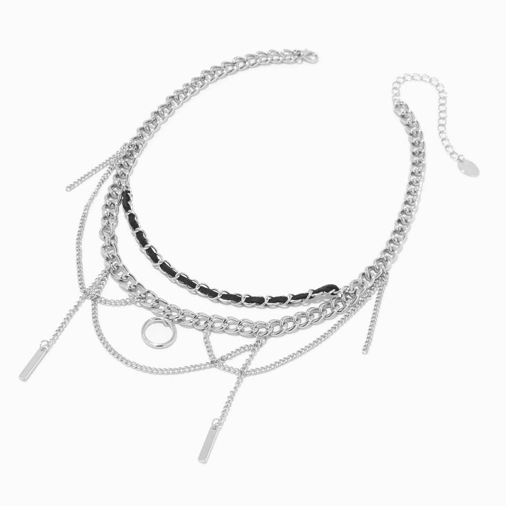 Silver-tone Drape Chain Statement Necklace ,