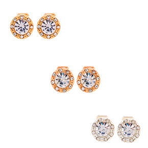 Clip On Earrings Hoops Studs Icing Us Mixed Metal Crystal Clip On Stud Earrings 3 Pack