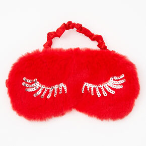 Eyelashes Furry Sleeping Mask - Red,
