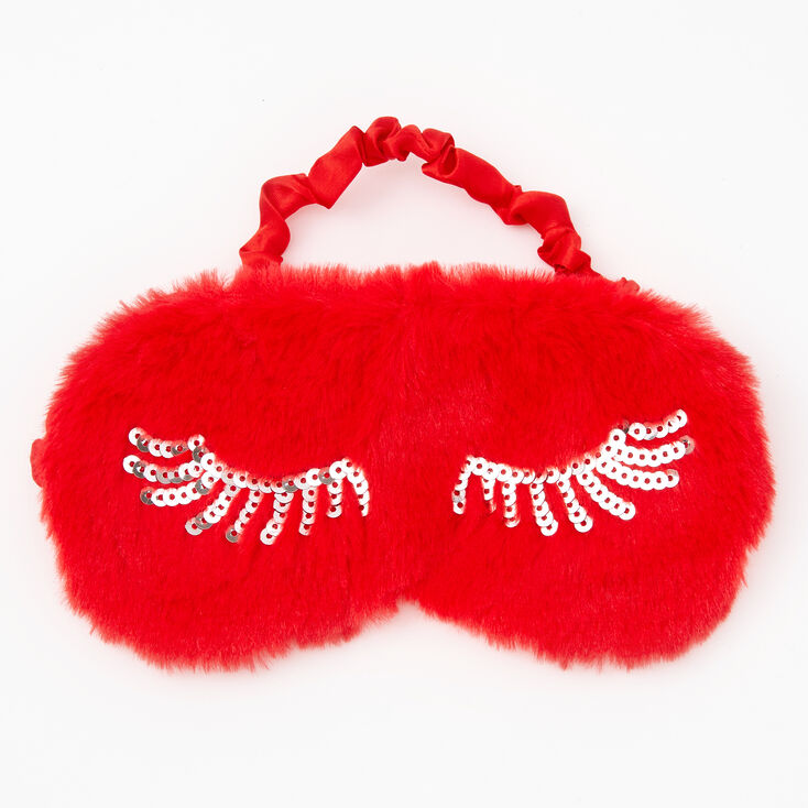 Eyelashes Furry Sleeping Mask - Red,