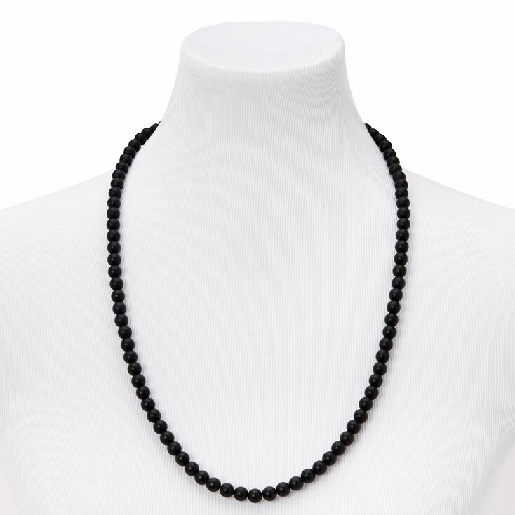 Black 8mm Beaded Necklace,