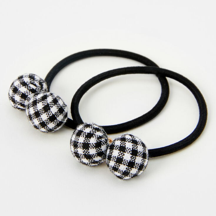 Black Plaid Beaded Hair Ties - 2 Pack,