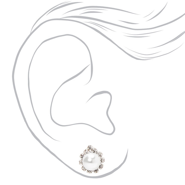 Silver Loopy Rhinestone Pearl Jewelry Set - 2 Pack,