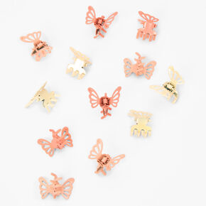 Coral and Cream Butterfly Hair Claws - 12 Pack,