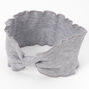 Ribbed Knotted Ruffle Headwrap - Gray,