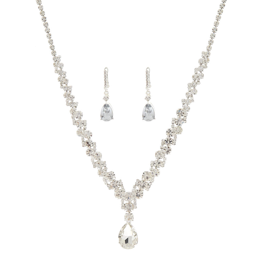 Silver Imitation Crystal Teardrop