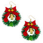 Gold 2" Pom Wreath Drop Earrings,