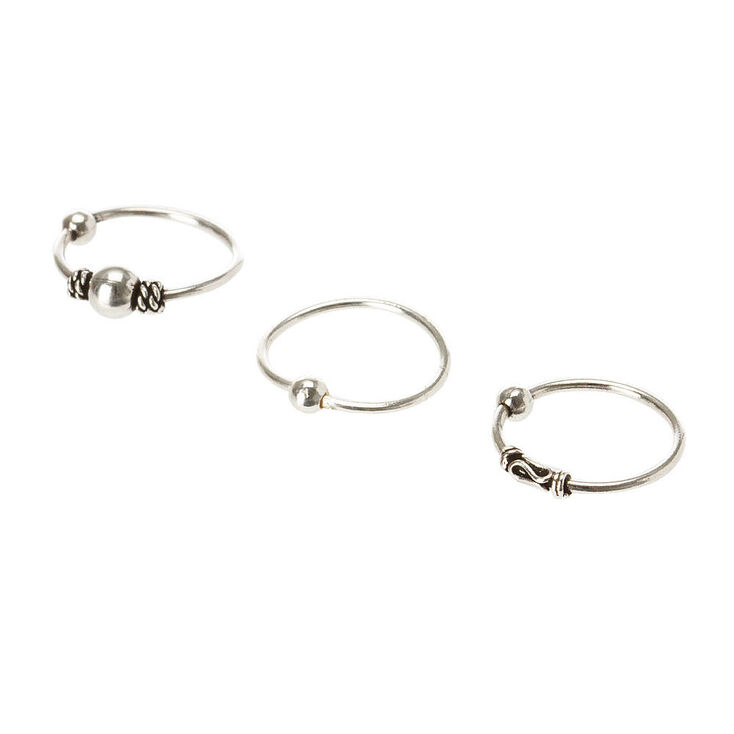 Sterling Silver Bead Cartilage Hoop Earring Set Icing Us Sterling Silver Bead Cartilage Hoop Earring Set