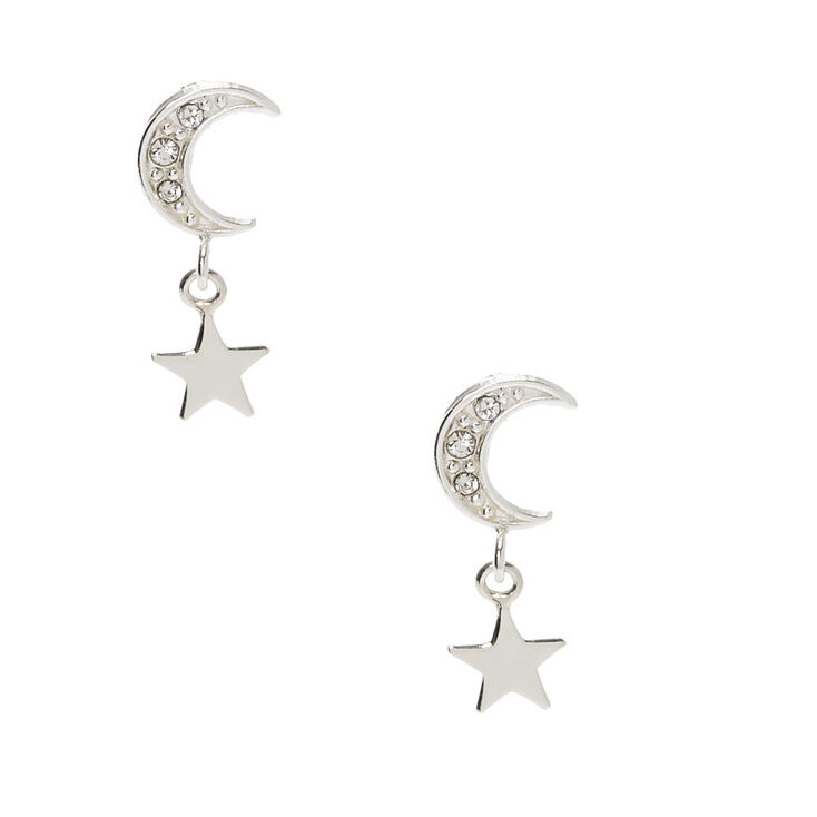 Sterling Silver 0 5 Crystal Moon Star Drop Earrings Icing Us