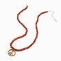 Wood Beaded Peace Sign Pendant Necklace,