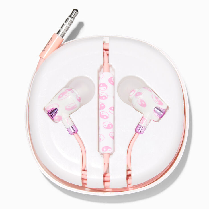 Pink Yin Yang Symbol Silicone Earbuds,