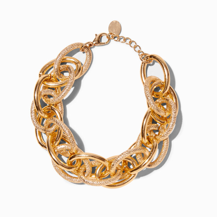 Gold-tone Textured Chain Link Extended Length Bracelet,